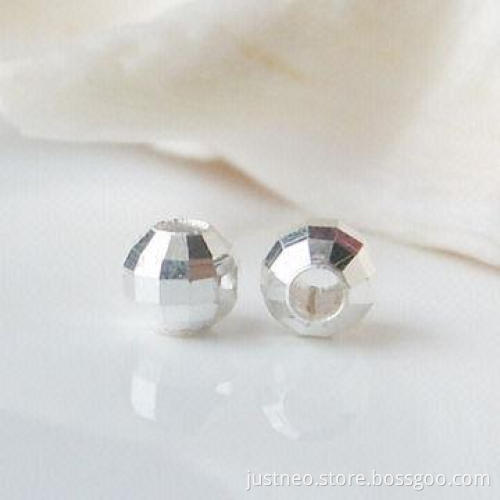 Solid 925 sterling silver faceted round ball loose beads, 2.5/3/4mm